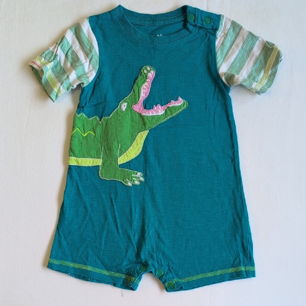 hatley baby alligator applique summer romper playsuit cotton 6-12 months baby